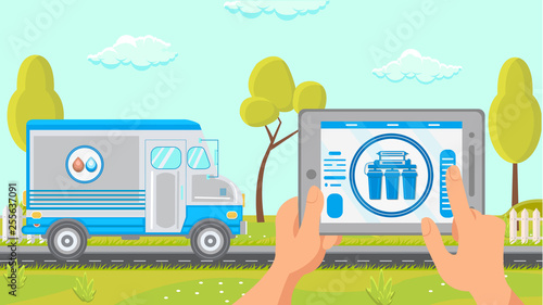 Water Filtration Services Van Vector Illustration
