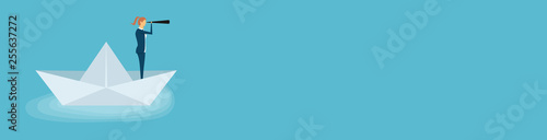 Minimalist Design Vector - Visionary leadership concept. Vision concept in business. Visionary Business Woman.