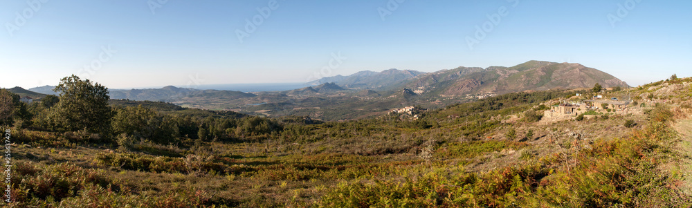 View of a typical mountainous landscape on the island of Corsica, France View of a typical mountainous landscape on the island of Corsica, France
