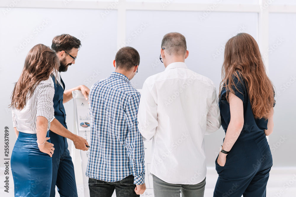 rear view.young business team discussing business plan rear view.young business team discussing business plan
