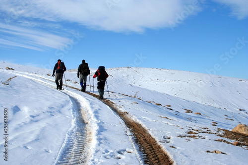 mountaineering, terkking at mountain photo