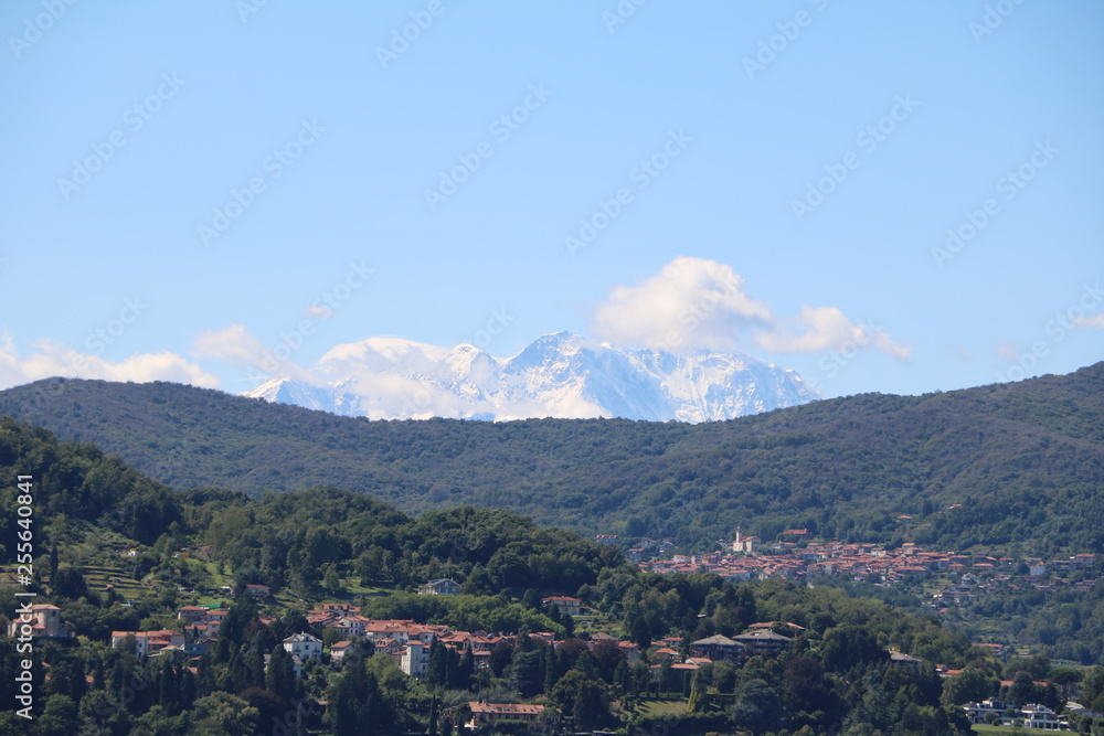 View to Monte Rosa from Angera at Lake Maggiore in Italy