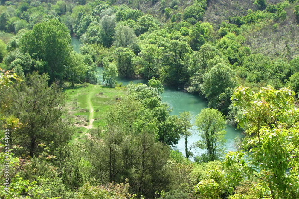 Landscape with river and trees in Bosnia