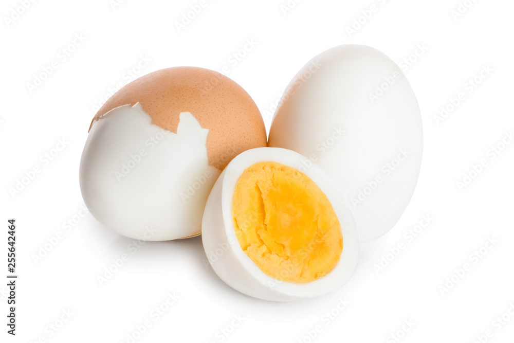 boiled egg and half isolated on white background boiled egg and half isolated on white background