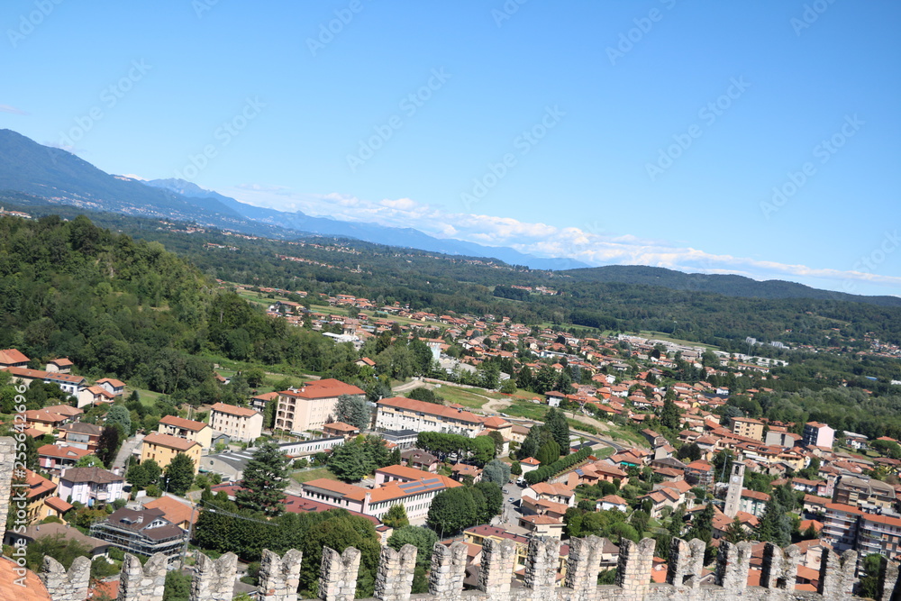 View from Castle Rocca d'Angera in Angera at Lake Maggiore, Italy