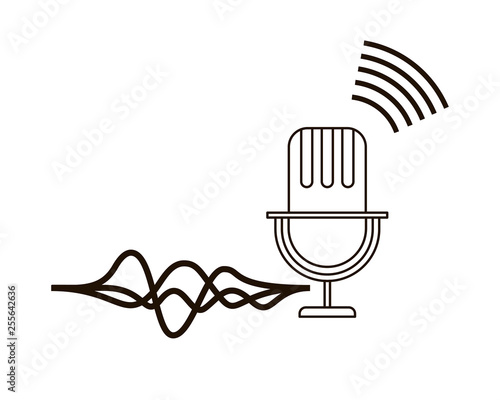 microphone with sound wave isolated icon