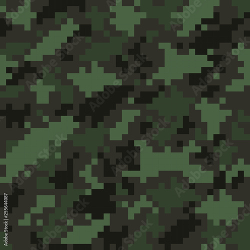 pixelated texture military camouflage seamless pattern in classic colors clothing style masking camo