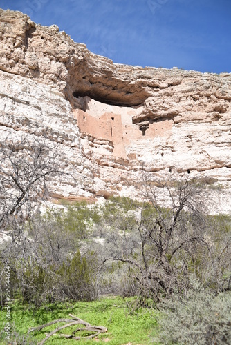 Camp Verde, AZ., U.S.A., Jan. 13, 2018. Arizona Montezuma Castle National Monument-winter slumber. Native American Sinagua Indians well-preserved group of limestone & mortar cliff dwellings circa 1125 photo