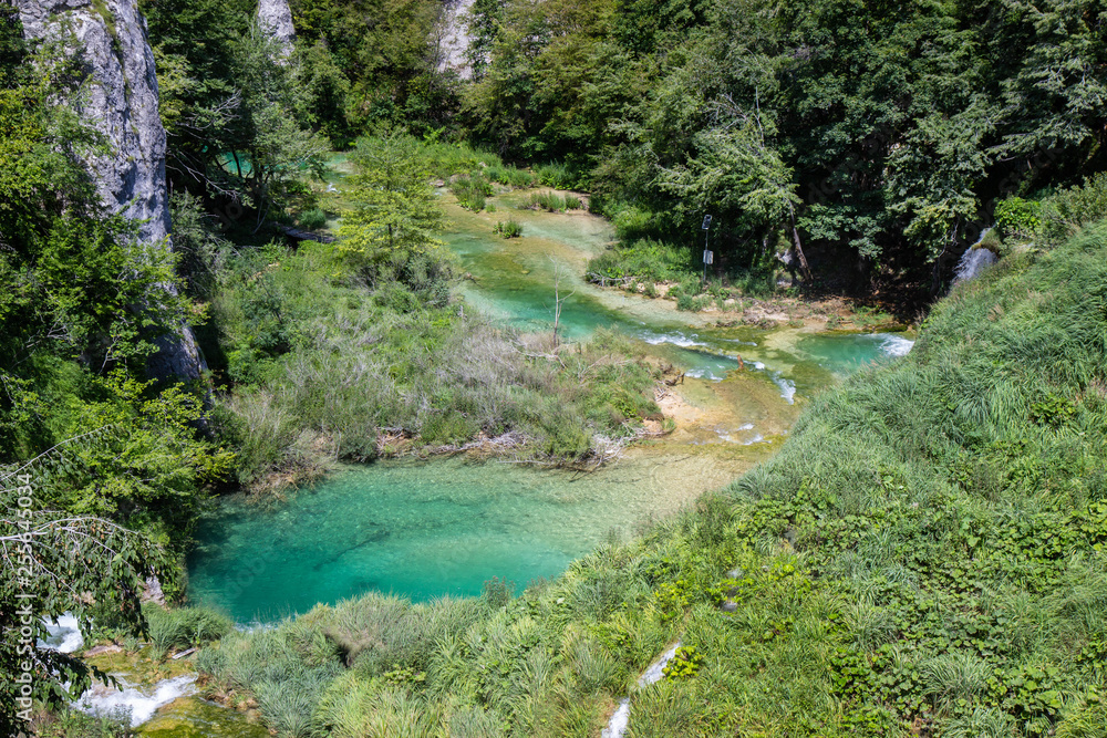  turquoise waters of Plitvice Lakes National Park in Croatia
