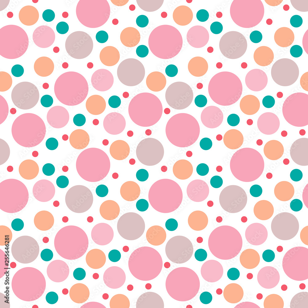 Round seamless pattern. Seamless retro circle pattern. Dotted round seamless background, pattern, ornament for wrapping paper, fabric, textile, website, wallpaper. Vector illustration.