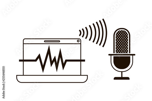 laptop with voice assistant icon