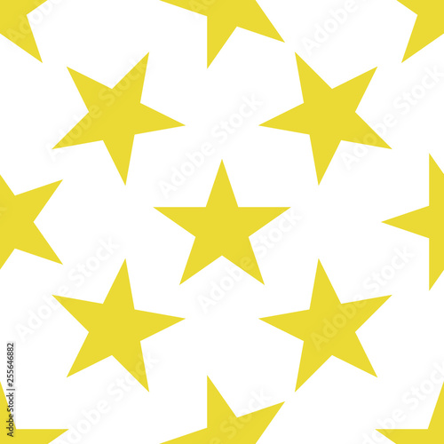 Seamless pattern with blue stars on white background. Vector illustration.