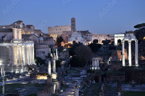 Roman forum at night
