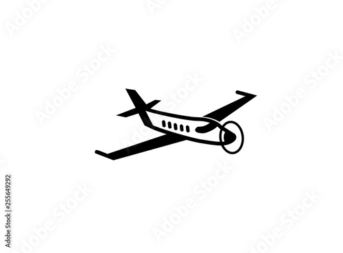 Private plane with the fan for logo design illustration, businessman transport symbol