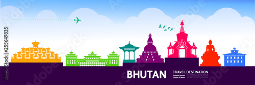 Bhutan travel destination vector illustration.