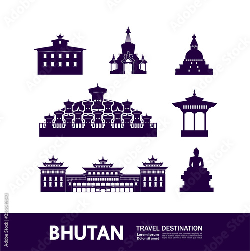 Bhutan travel destination vector illustration.