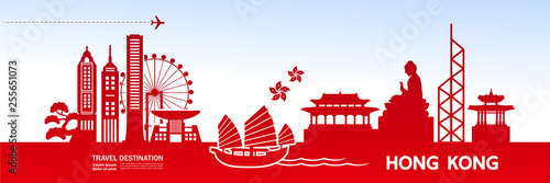 Hong Kong travel destination vector illustration.