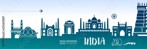 India travel destination vector illustration.