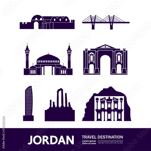 Jordan travel destination vector illustration.