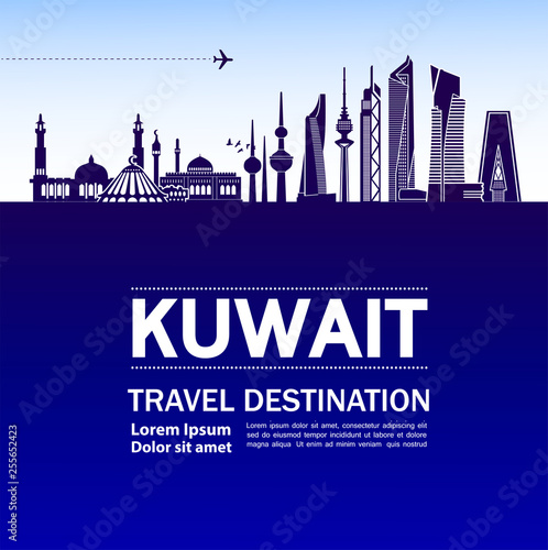 Kuwait travel destination vector illustration.