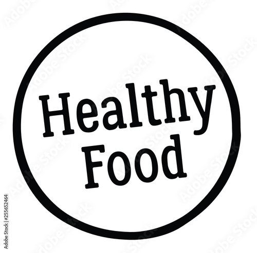 Healthy food stamp on white
