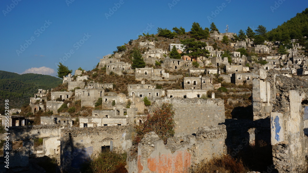 Empty Houses in Kayakoy Ghost Town, Turkey