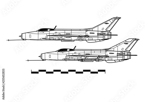 Mikoyan MiG-21 Fishbed. Outline drawing