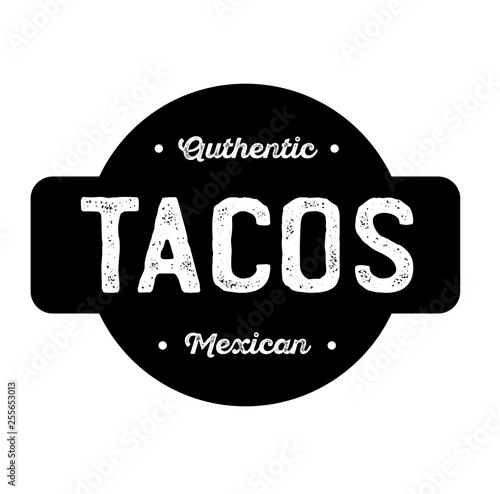 tacos label on white