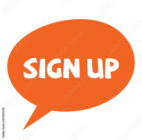sign up label on white