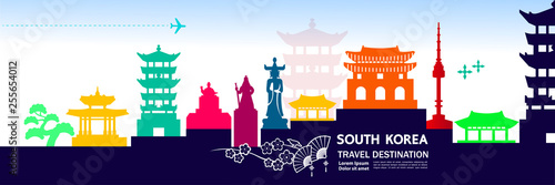 SOUTH KOREA travel destination vector illustration.
