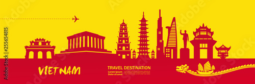 Vietnam travel destination vector illustration.