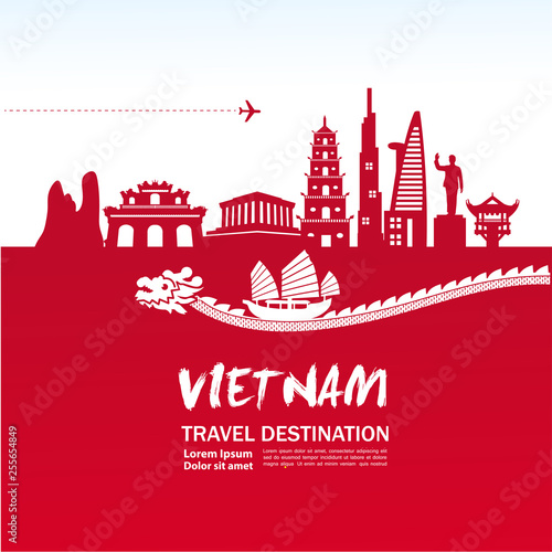 Vietnam travel destination vector illustration.