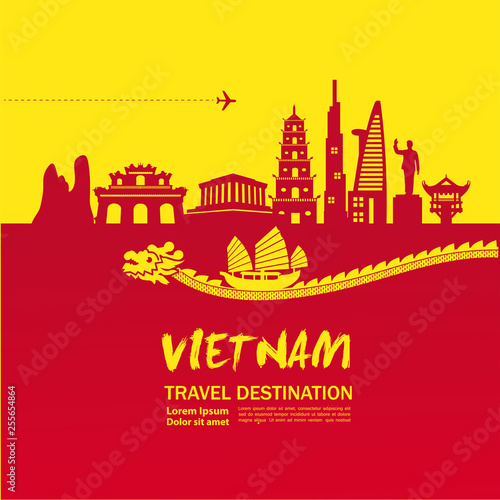 Vietnam travel destination vector illustration.