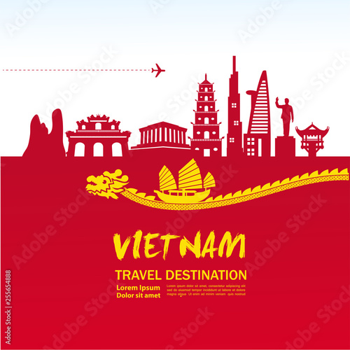 Vietnam travel destination vector illustration.