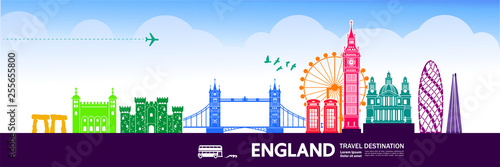 England travel destination vector illustration.
