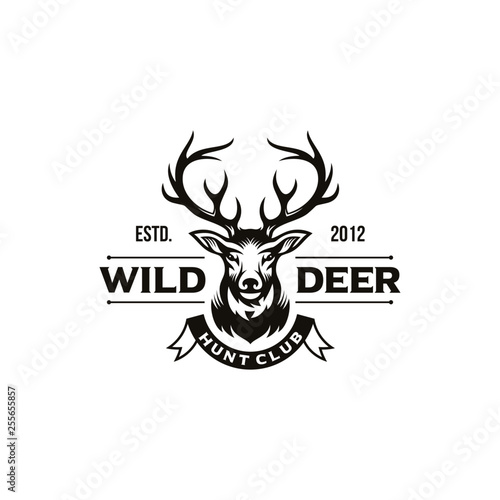 Vintage deer hunter logo design
