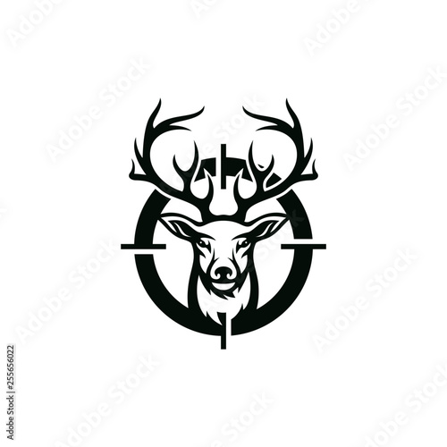 Vintage deer hunter logo design