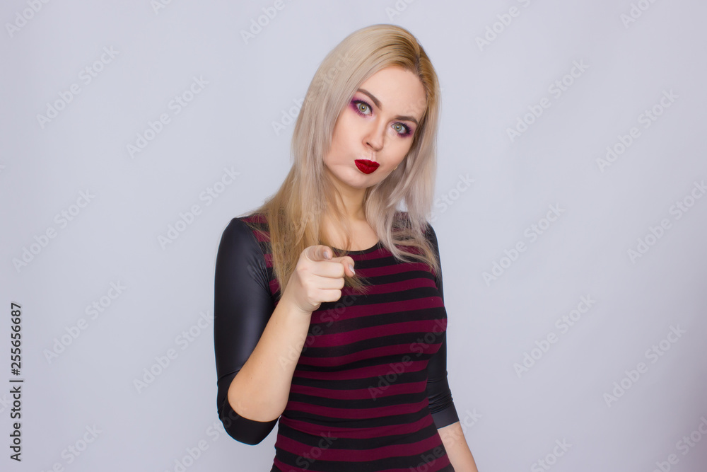 Blonde woman in red and black dress Blonde woman in red and black dress