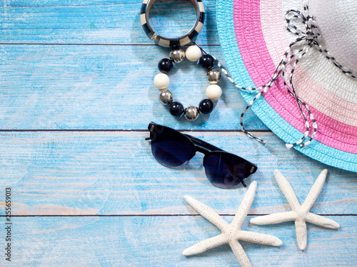 Shells, starfish, hats. Holiday ideas