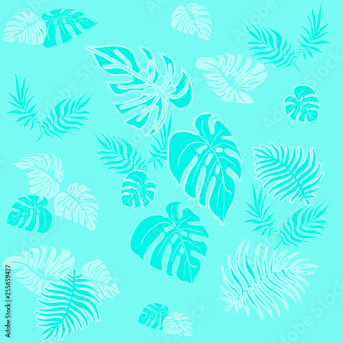 Tropical green leaves seamless pattern pink background. Exotic wallpaper