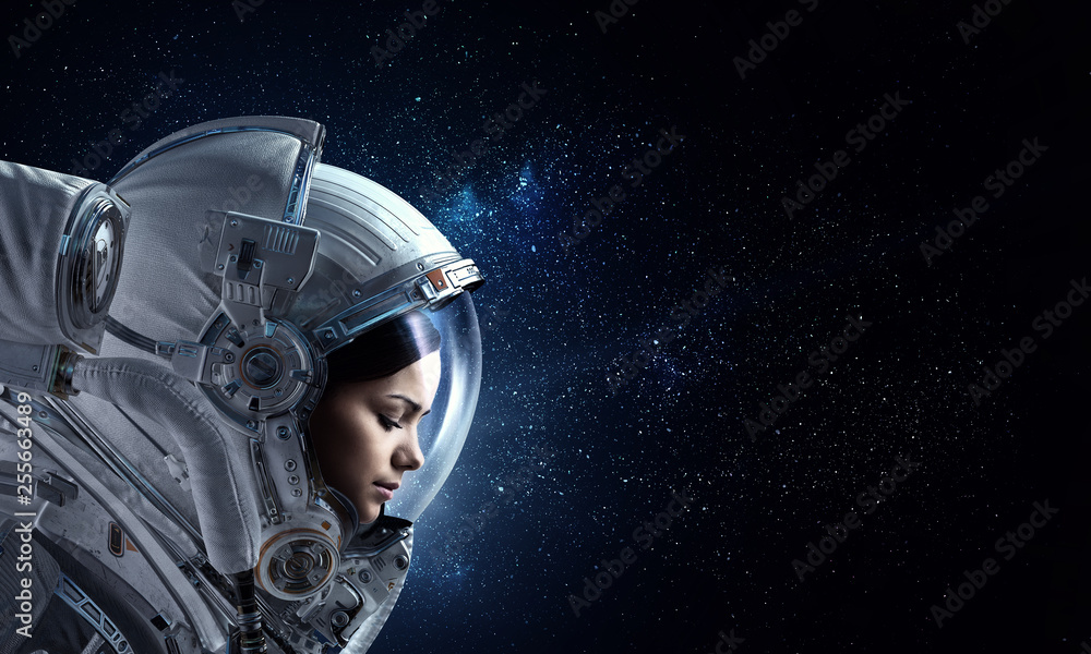 Astronaut pioneer doing research. Mixed media Astronaut pioneer doing research. Mixed media
