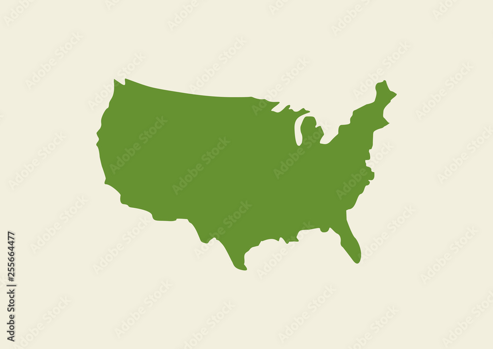 Fototapeta premium green USA map isolated on white background