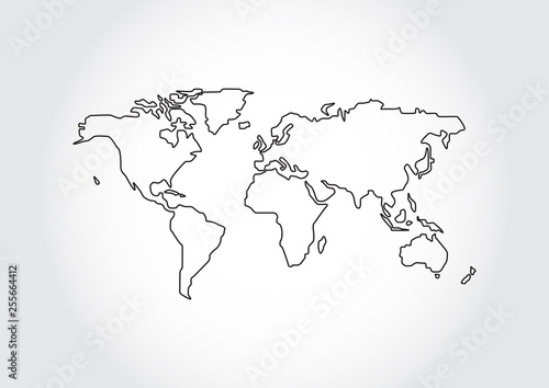 World map outline on white background