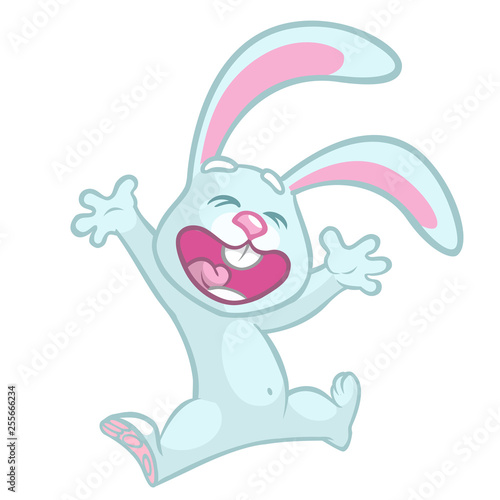 Easter cartoon bunny rabbit excited. Vector illustration of bunny isolated