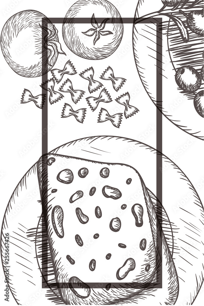 delicious italian food in drawing delicious italian food in drawing