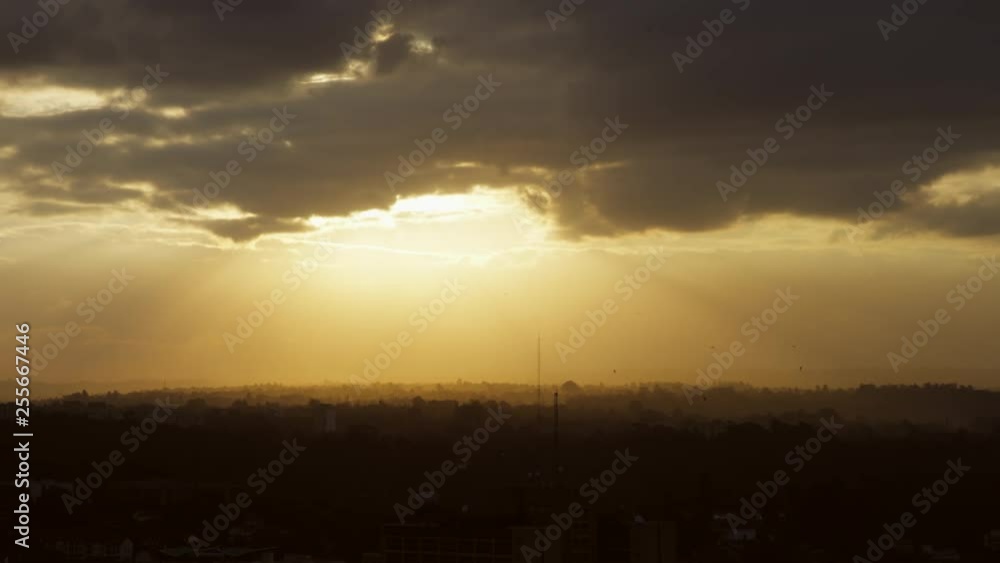 Sunset of the skyline of Nairobi, Kenya. Slow motion. Sunset of the skyline of Nairobi, Kenya. Slow motion.