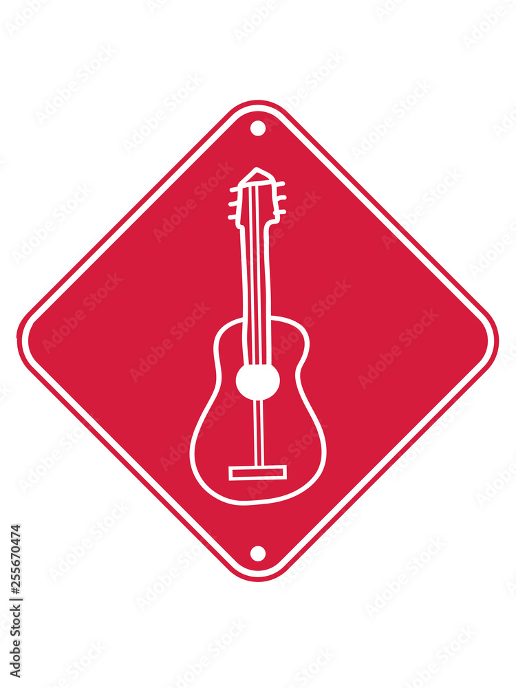 hinweis gitarre schild achtung vorsicht lernen spielen song cool sänger band party feiern spaß clipart comic cartoon design