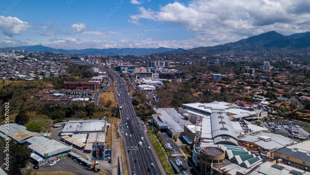 Beautiful aerial view of the highway in Escazu Costa Rica