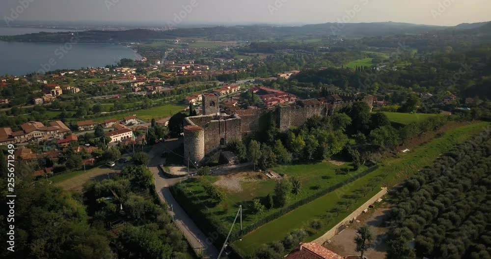 The magnificent scenery of Lake Garda and Padenghe Castle, Italy Aerial view of the magnificent scenery and breathtaking villas at Italian lakes The magnificent scenery of Lake Garda and Padenghe Castle, Italy Aerial view of the magnificent scenery and breathtaking villas at Italian lakes