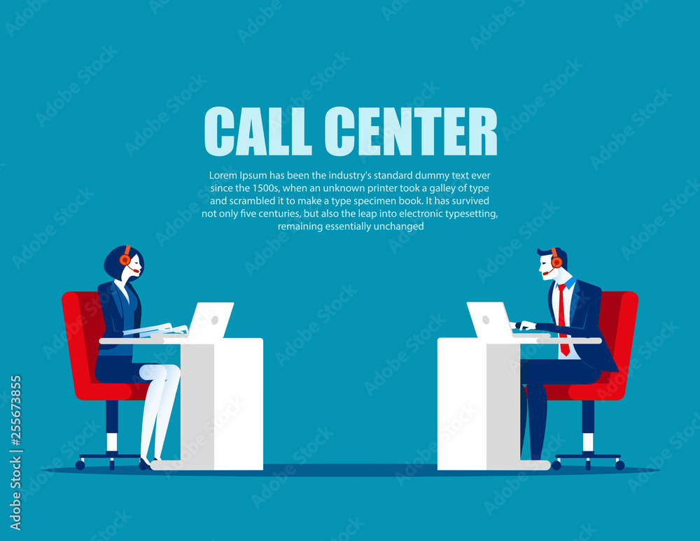 Cartoon characters for call center. Concept business vector, Online telephone, Support service, Consultant. Cartoon characters for call center. Concept business vector, Online telephone, Support service, Consultant.